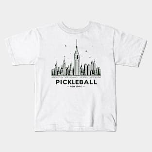 Pickleball New York Skyline Design Kids T-Shirt